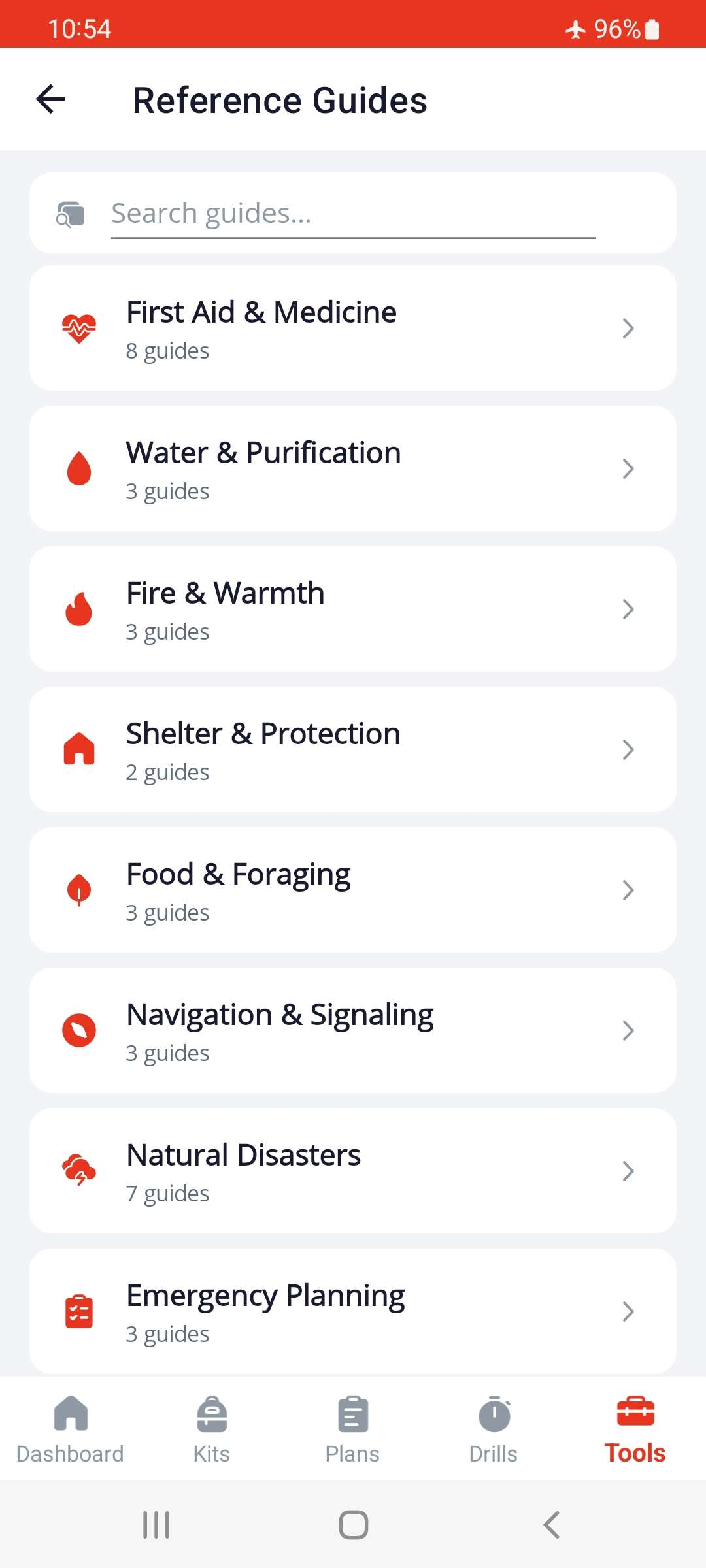 ReadyUp reference guides screen